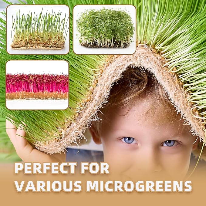 10 Pack Jute Grow Mat for Microgreens, 8" x 12" Hydroponic Grow Pads for Growing Tray Sprouting Trays Jute Fiber Seed Starter Planting for Micro Greens & Wheatgrass