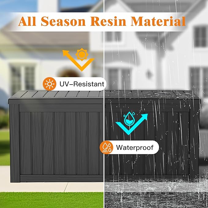 Outdoor Large Storage Cabinet Deck box, 150 Gallons Waterproof Heavy Duty Deck Box, Lockable Patio Storage box for Garden Tools, Lawn Mower, Bike, Trash Cans, Pool Supplies