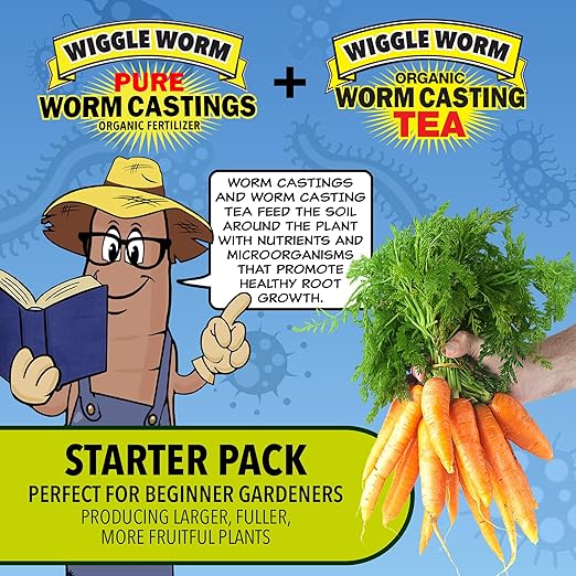 Fertilizer Combo Pack – 30lb Pure Worm Castings Fertilizer and Soil Amendment and 8oz Worm Casting Tea Concentrate for Indoor and Outdoor Gardening