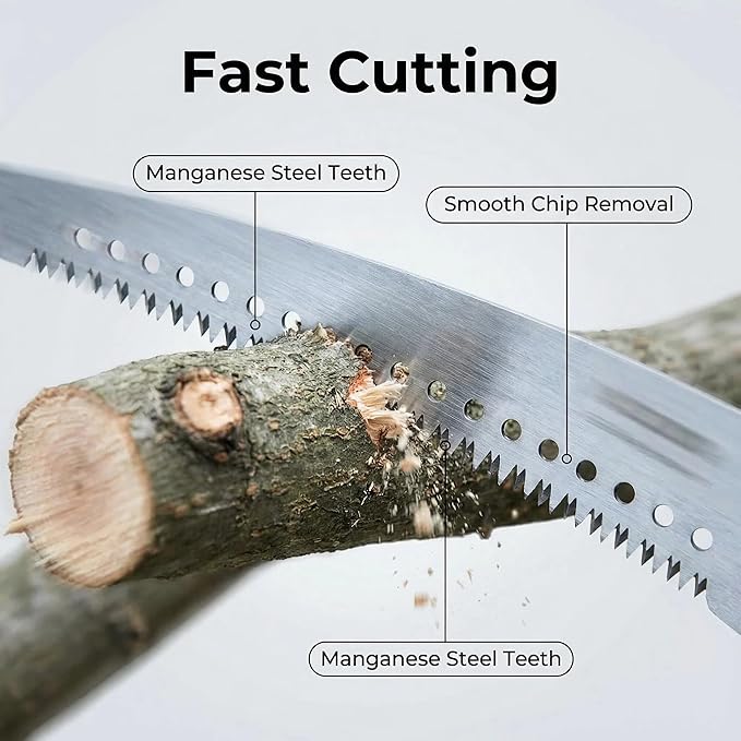 RISETEX Pole Saws for Tree Trimming 11.8 FT, Manual Pruning Saw with Manganese Steel Blade, Long Reach Branch Cutter Pole Pruner, Lightweight Tree Trimmer for Yard Garden Forestry