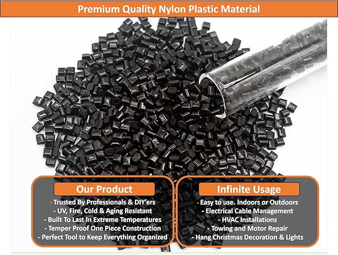Black Zip Ties 8 inch 1000 Pack, 18 lbs Tensile Strength. Our Narrow UV Resistant Self-Locking Nylon Cable Ties, Wire Ties, Tie Wraps for Indoors, Outdoors, Cable Management Use - by Nirah