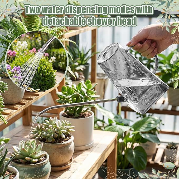 Indoor Plants Watering Can for Indoor Plants Long Probe Soil Moisture Meter Long Spout Watering Cans Water Monitor Indicator for Pot Flower House Gardening Farming(Gray,1.4 L,Trapezoid)