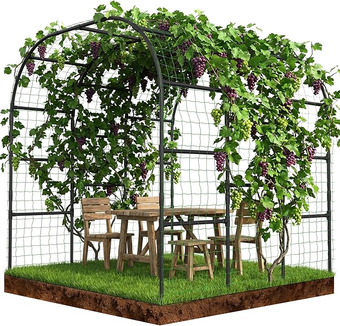 SUNYRISY Garden Arch Trellis for Climbing Plants Outdoor, 88" x 88" x 88" Metal Core Tall Archway Tunnel Plant Support for Cucumber Tomato Vine Flowers Vegetables Climbing Plants