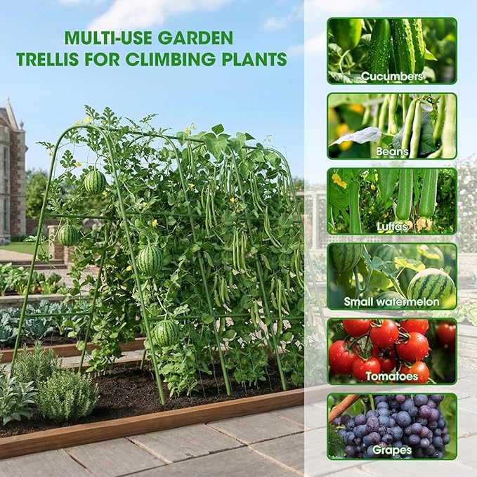 Cucumber Trellis for Raised Bed, U-Shape Metal Garden Trellis for Climbing Plants Outdoor, 51.5''Lx50.5''Wx44''H Rust-Proof Vegetable Peas Trellis for Bean Pole