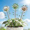 H&D HYALINE & DORA 3 Pcs Crystal Sunflower Suncatchers with 13'' Gold Trellis Metal Plant Stake for Indoor Outdoor Garden Potted Plants Decorations Plant Lover Gift(Clear, Green, Pink)