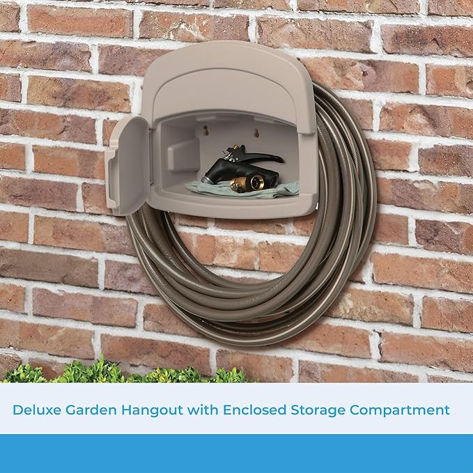 Suncast CPLDHH15000 Deluxe Garden Hangout with 150-Foot Capacity and Enclosed Storage Compartment,DHH150 Hose Hanger,No Size,Light Taupe,(Pack of 4)