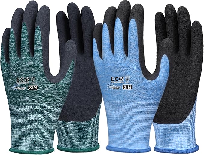Gardening Gloves for Women and Men, ECO Recycled Polyester Work Gloves with Latex Coating