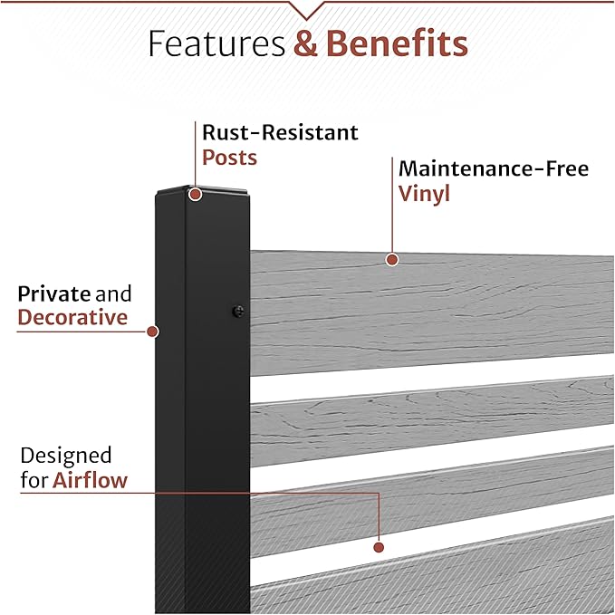 44in H x 46in W x 9.5in L (1 Screen w/Planter) Freestanding Enclo Florence Privacy Fence Screen with Planter Box, Outdoor Vinyl Privacy Screen Panel for Patio & Air Conditioner, EC18007