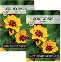 Sow Right Seeds - Plains Coreopsis Seeds - Non-GMO Heirloom Annual Variety - Pollinator Friendly, Drought Tolerant Flowers - Easy to Grow Tickseed - Ideal for Gardens, Borders, Wildflower Areas (2)
