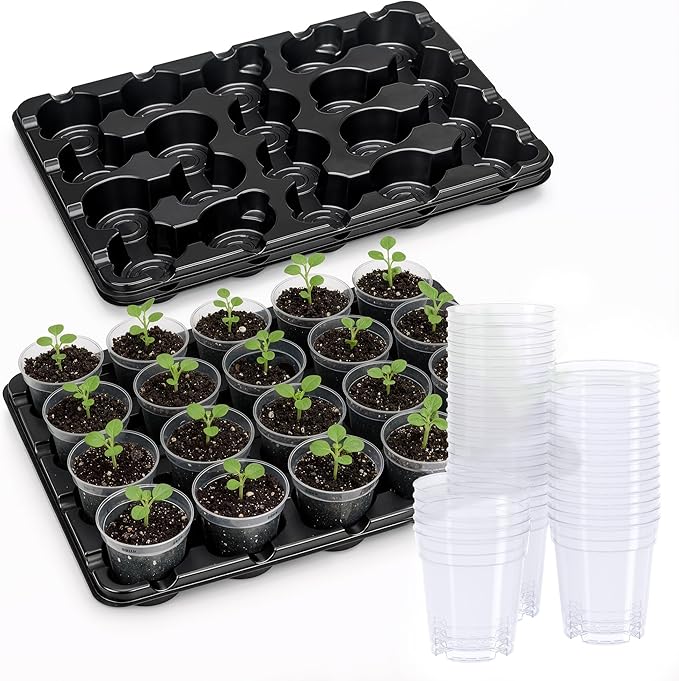 homenote Nursery pots (2 Pack Seed Starter Tray+Nursery Pots, 3 Inch)