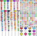 Tigeen 236 Pcs Garden Stake DIY Fairy Wand Plant Stake with 12 Colorful Crystal Stopper Top 12 Threaded Rod with 200 Large Hole Bead for Spring Summer Holiday Outdoor Decorations(Classic)