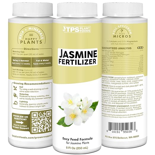 Jasmine Fertilizer for All Flowering Jasmine Shrubs and Vines, Liquid Plant Food 8 oz (250mL)