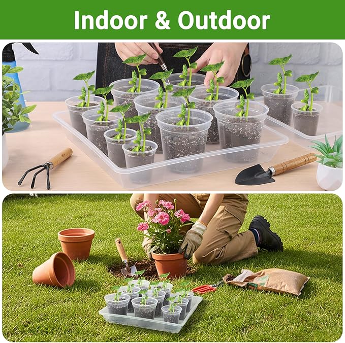 GREANER Clear Plant Drip Tray, 10/12/14 Inches Heavy Sturdy Plastic Tray, Flower Pot Saucers for Indoor Outdoor(6 Packs)