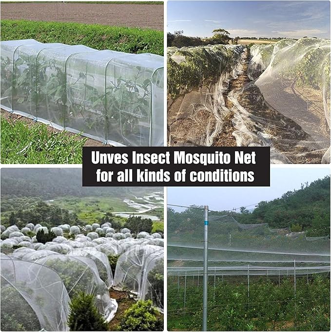 Unves 8'x24' Garden Netting, Mosquito Bird Netting for Garden Protection, Insect Plant Mosquito Net Covers for Vegetable Fruits from Birds Bugs