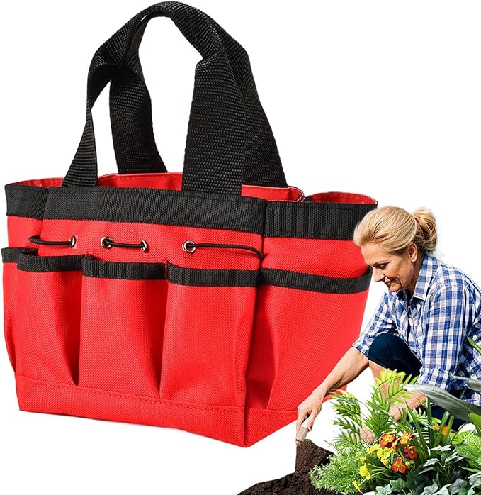 Garden Tool Storage Tote - Reinforced Carry Bag, Multiple Compartment Organizer, Tear-Resistant Material, Easy-to-Clean Outdoor Accessory Holder | Lawn Equipment Container Used for Yard Work, Garden