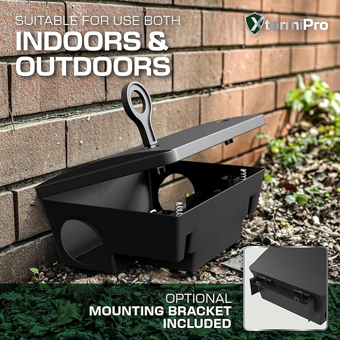 Large Rat & Mouse Bait Station - 4 Pack - Rat Bait Stations for Mice Outdoor/Indoor - Tamper Resistant - Child & Pet Safe Rodent Bait Station - Outside Traps - Bait Box Pest Control