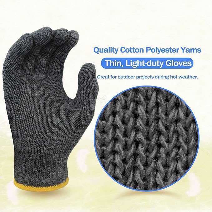 Evridwear Cotton Work Gloves Light-duty String Knit BBQ Glove Liner for Outdoor Cooking, Painting, Gardening 10/200 Pairs