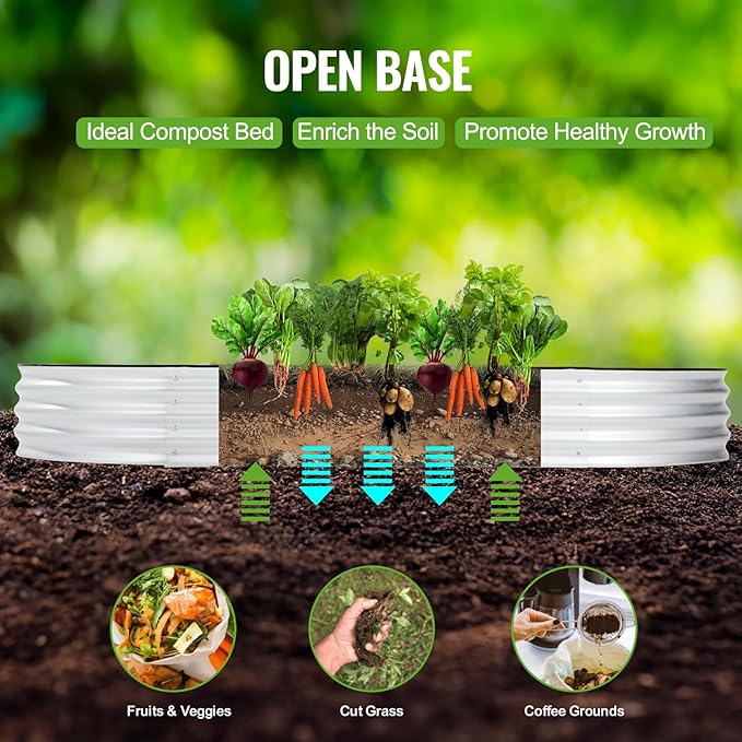 Backyard Expressions Home Galvanized Raised Garden Bed Kit 8x4x1ft, Planter Box Raised Garden Beds Outdoor, Easy Assembly Metal Raised Bed for Gardening Vegetables, Fruits, Flowers - Silver