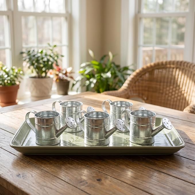 Kisangel 5pcs Mini Watering Cans, Small Watering Can Miniature Metal Water Buckets for Home Decor, Garden Scenes, Photography Props