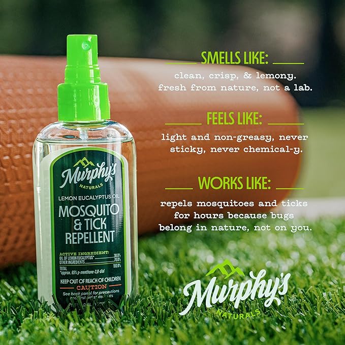 Murphy's Naturals Mosquito & Tick Bug Repellent Spray, Oil of Lemon Eucalyptus for Skin + Outdoor Gear, 4 Ounce Pump, 2-Pack