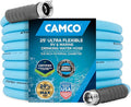 Camco EVOFlex 25-Ft RV Drinking Water Hose - Features Extra Flexible Design w/Stainless Steel Strain Relief Ends - Lead-Free, BPA-Free and Phthalate-Free - 5/8” Inside Diameter (22591)