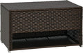 Outsunny Outdoor Deck Box and Shoe Storage, PE Rattan Wicker Towel Rack with Liner for Indoor, Outdoor, Patio Furniture Cushions, Pool, Garden Tools, Brown