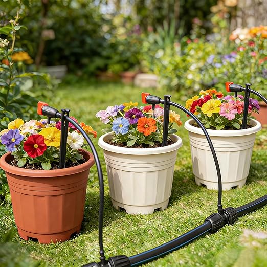 100 Pieces Drip Irrigation Support Stakes for 1/4 Inch Drip Tubing, 5.7 Inch 1/4" Dripline Hold Stakes for Irrigation System Hose & Emitter Support for Garden Hydroponics Growing