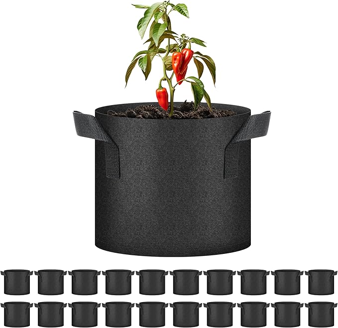 HealSmart Plant Grow Bags 3 Gallon 20-Pack, Tomoato Planter Pots with Handles, Aeration Nonwoven Fabric, Heavy Duty Gardening Planter for Vegetable, Herbs and Flowers, Black New