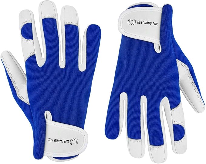 WESTWOOD FOX Work Gloves Men Heavy Duty Leather Gardening Gloves for Thorn Resistant Padded Palm Utility Working