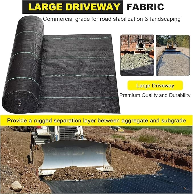 Driveway Fabric, 13x150 ft Road Fabric Commercial Weed Barrier Fabric, Landscape Fabric Heavy Duty 3.5OZ French Drain Fabric for Erosion Control,Landscape Fabric,Weed Barrier,Construction Projects