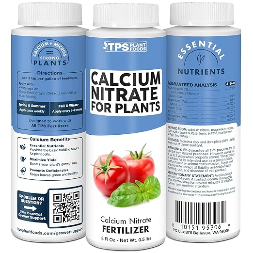 Calcium Nitrate Fertilizer – Liquid Fertilizer Supplement for Fast Leaf Growth, Stronger Cell Wall Development & Prevents Blossom End Rot, 32 oz