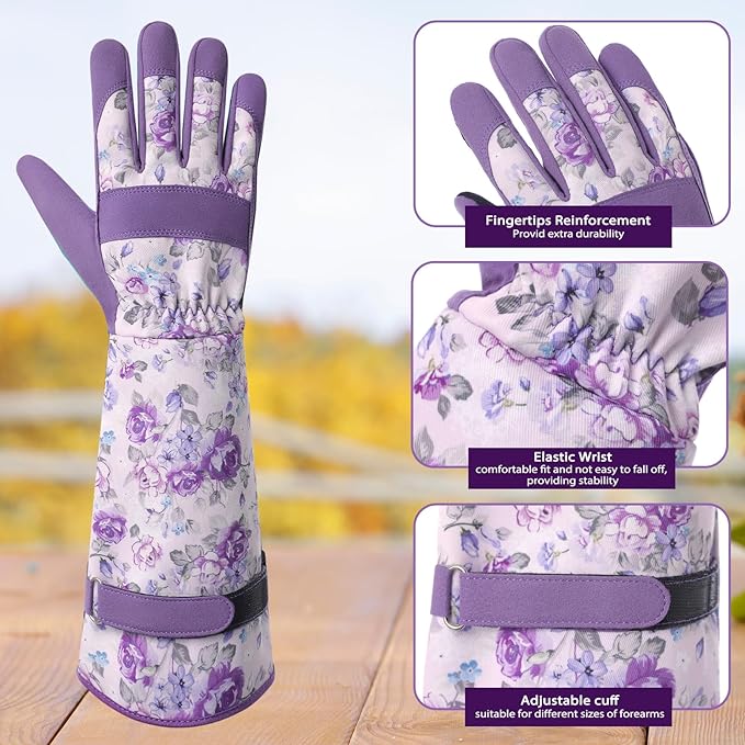 Trifabricy Gardening Gloves for Women - Long Garden Gloves with Grip Breathable, Thorn-Proof Puncture-Resistant Work Gloves