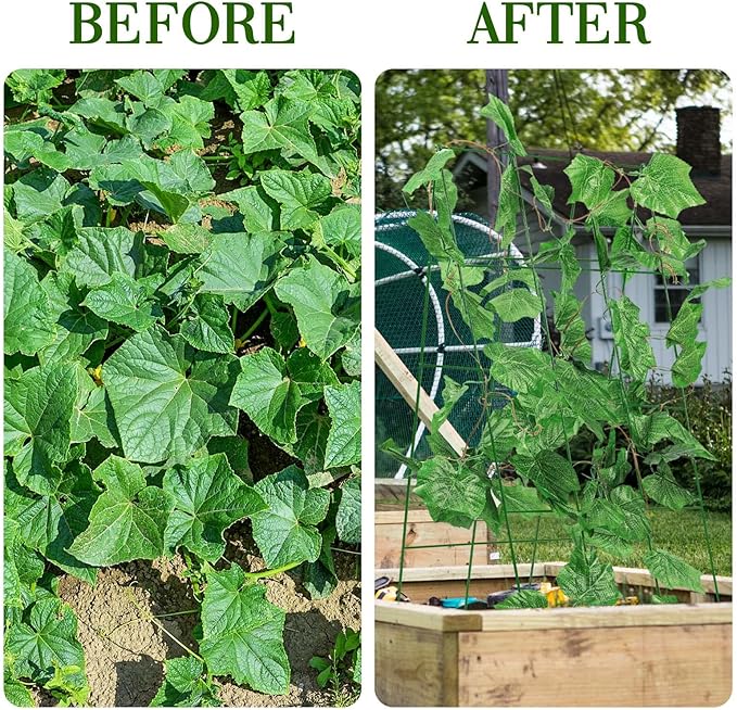 48 x 18 Cucumber Trellis, Foldable Metal A-Frame Trellis for Raised Beds, Small Garden Plant Support for Cucumbers, Peas and Climbing Vegetables