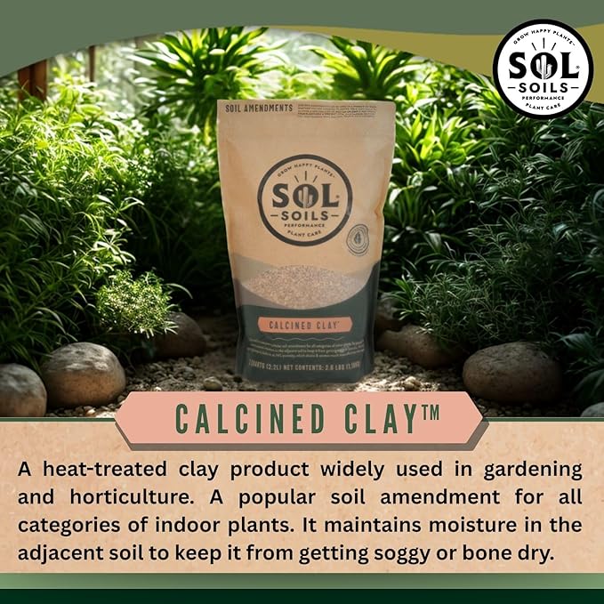 Sol Soils Calcined Clay – 100% Peat-Free Soil Amendments with Superior Drainage, Aeration, & Root Health for Indoor Plants, Succulents, Bonsai & More - 1 Gallon