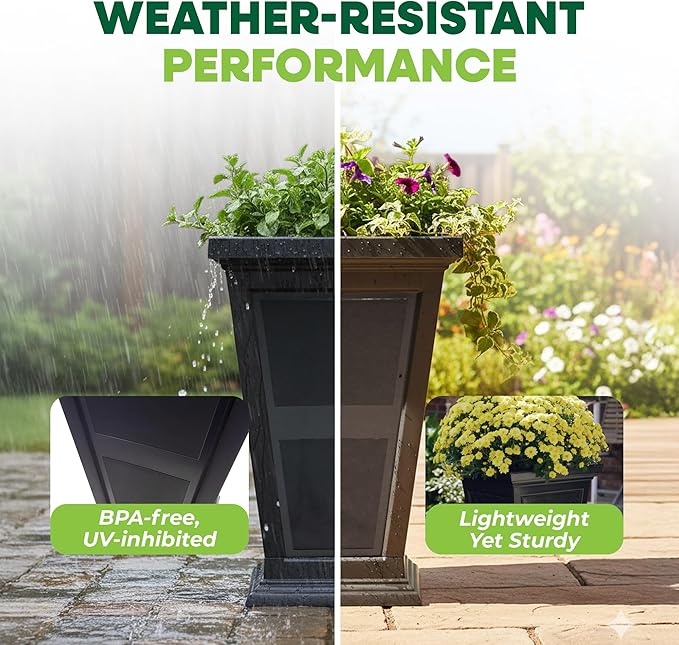 FCMP Outdoor - Modemmo Chelsea Self-Watering Planter (2 Pack), Black