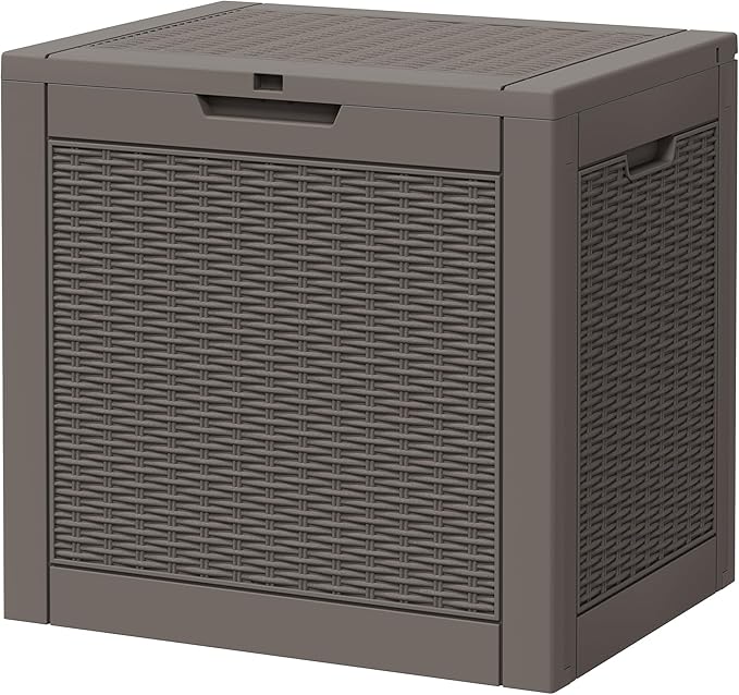 Oudoor Storage Deck Boxes Waterproof, Waterproof and UV Resistant Outdoor Storage Box Lockable Lid for Delivery Box, Indoor, Garden Tools, Pool Supplies, Patio (Grey, 35 Gallon)