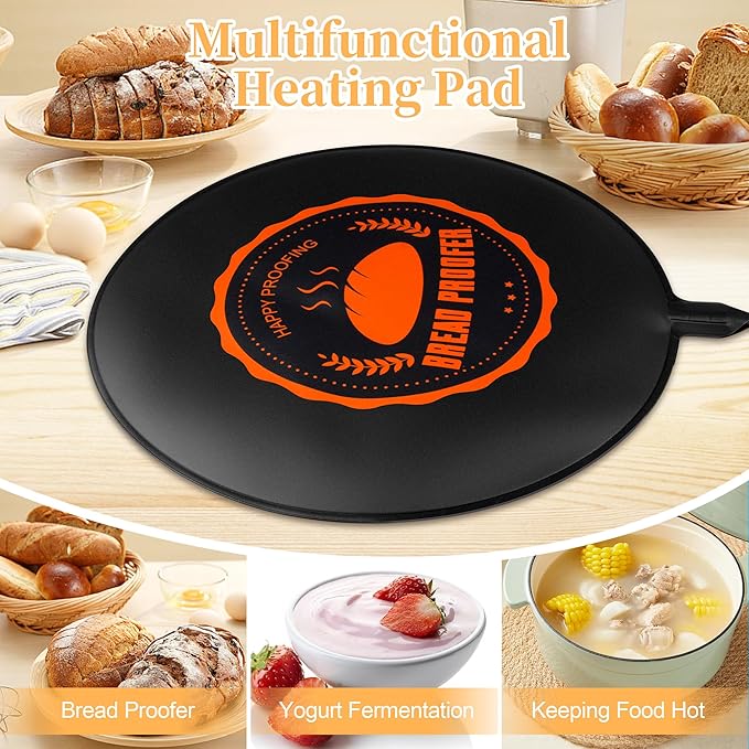 Bread Proofer Warming Mat,11.8" Sourdough Starter Warmer with Thermostat Temperature Control for Dough Proofing Yogurt Fermentation