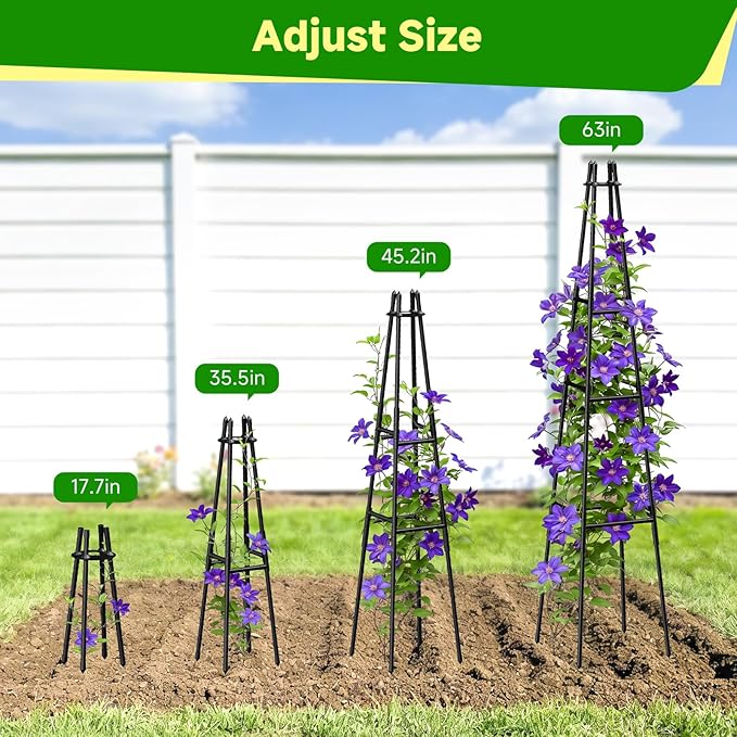 1 Pack Garden Obelisk Trellis for Climbing Plants Outdoor Indoor Pots, Plant Trellis for Climbing Plant Support for Climbing Plants Garden Trellis for Indoor Potted Plants, Vines, Climbing Rose