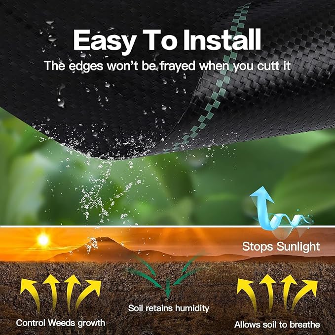 5FT x 500FT Weed Barrier Landscape Fabric, Premium Heavy Duty Woven Garden Ground Cover Weed Block Control Mat Cloth for Gardening, Planting, Farming, Landscaping Flower Bed Driveway