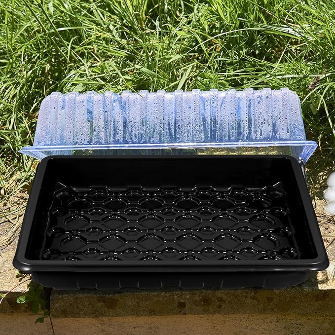 Breathable Seedling Tray with Lid and Large Black Planter Tray for Seed Starting and Sprouting Greenhouse Accessory for Indoor Gardening