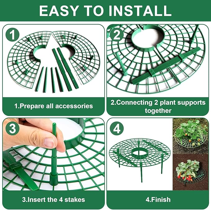 5 Sets Strawberry Plant Support with Wire Plant Protectors, 12.9"x 11.8" Wire Plant Cages and Strawberry Growing Racks, Animal Protection for Strawberry Tomato Garden Vegetables Plants