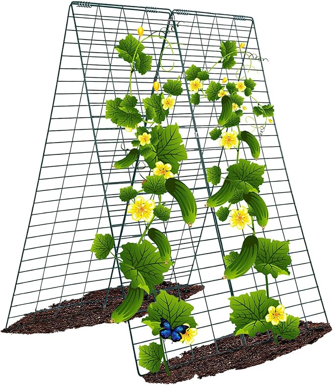 Metal Cucumber Trellis Foldable,Garden Trellis for Climbing Outdoor Plants,Tomato Plant Support,Green Bean Trellis,Vegetable Trellis,Zucchini Trellis,Plant Holders for Outside (1 Pack)