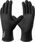 COOLJOB Winter Freezer Work Gloves for Men Women with Grip, Windproof Thermal Warm Fleece Lined, 3/4 Latex Coated for Heavy Duty, Construction, Warehouse, Black, 1 Pair, XL