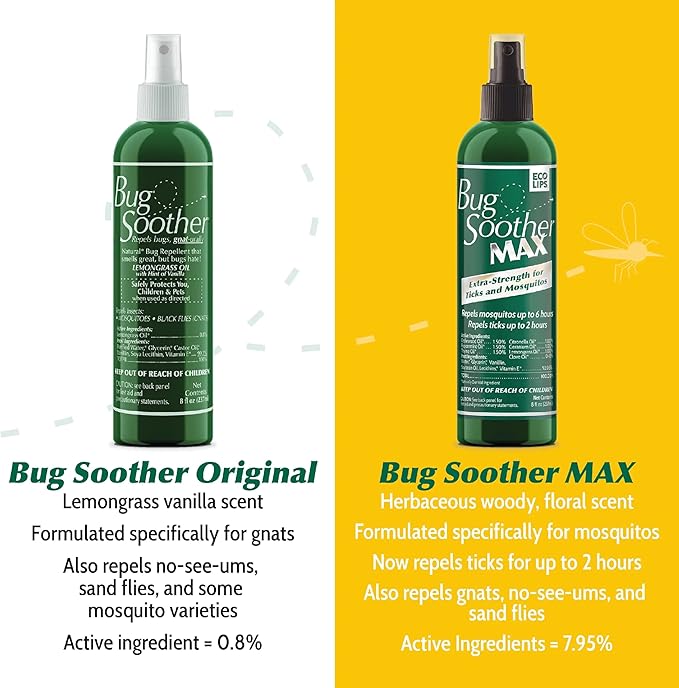 Bug Soother® MAX Natural Tick & Mosquito Repellent Spray – DEET-Free Extra Strength Outdoor Bug Protection, Plant-Based Formula – Made in USA (3ct 4 oz Bottles + 1 oz Bonus)