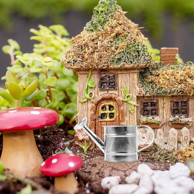 Kisangel 5pcs Mini Watering Cans, Small Watering Can Miniature Metal Water Buckets for Home Decor, Garden Scenes, Photography Props