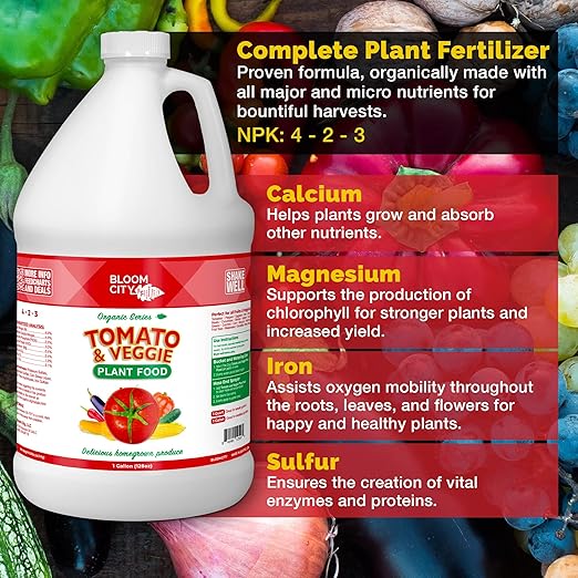 Bloom City Tomato & Veggie Plant Food – Liquid Fertilizer for Bigger Harvests, Stronger Roots & Vigorous Growth, 1 Gallon