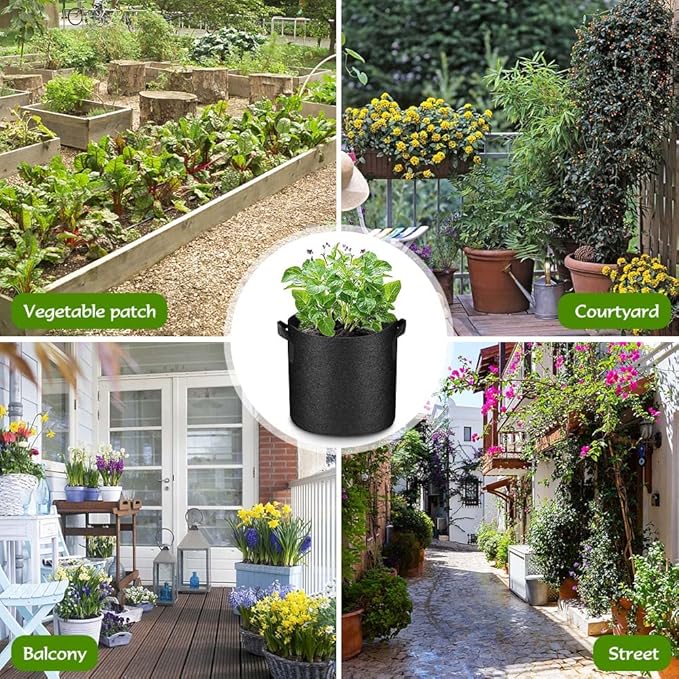 50 Pack 10 Gallon Plant Grow Bags, Heavy Duty Aeration Fabric Pots with Handles Thickened Nonwoven Garden Bags for Vegetables, Flowers, Fruits