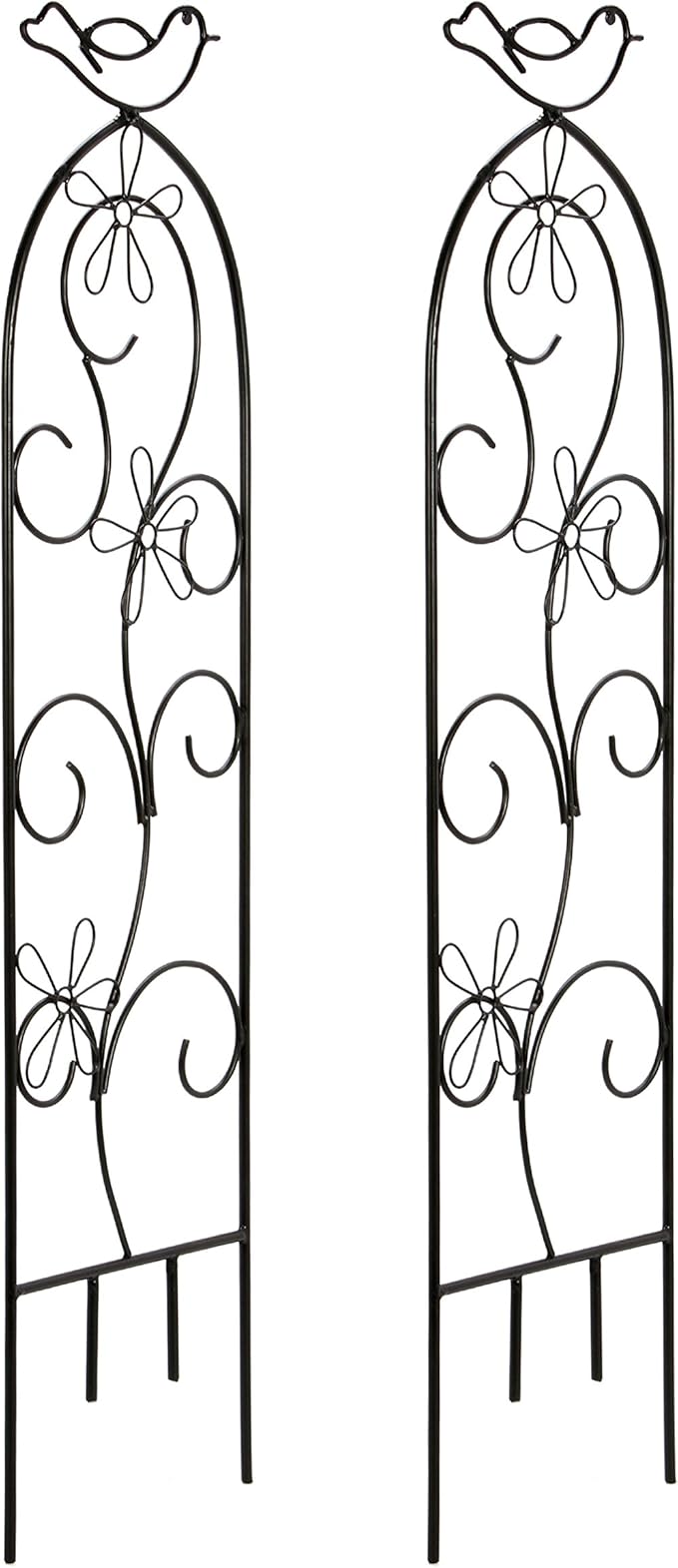 Hosley Set of 2 Iron Wave Pot Trellis 28 Inch H Ideal Gift for Floral Arrangements Wedding Party and Use Next to Structures Home or Office or in Planters for Growing Floral Plants Vines and Vegetables