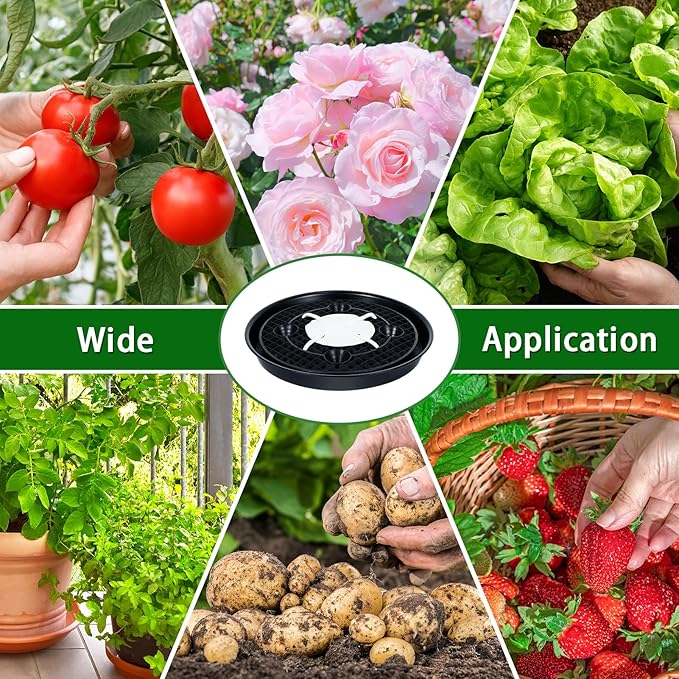 4 Pack 14'' Self-Watering Fabric Pot Base - Auto-Irrigation System Plant Saucer for 5 Gallon Fabric Pot, Auto Watering Plant Water Tray Self Watering System for Indoor Greenhouse Grow Tent Garden