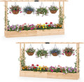 HAPPYGRILL Raised Garden Bed with Trellis, 2 Freestanding 45" Wood Planter Box w/Hanging Roof & 8 Drainage Holes for Vine Climbing Plants Flowers, Outdoor Wood Elevated Garden Bed for Patio Yard